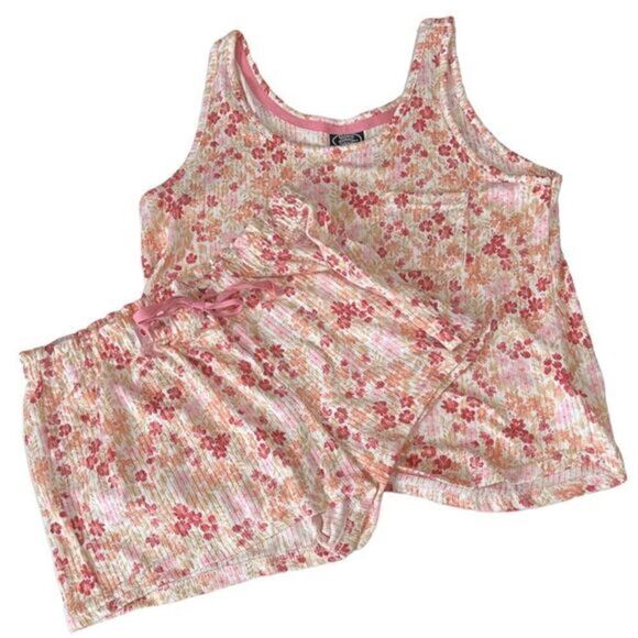 Laura Ashley Other - Laura Ashley Floral Pink, Yellow, Orange Print Tank Top & Short Set Pajamas Sz M